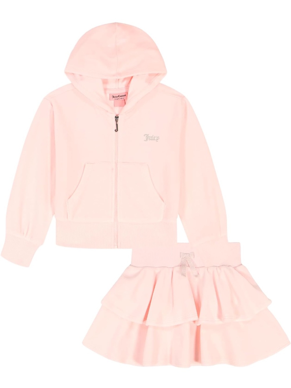 Juicy Couture NWT Pc Toddler Velour Hooded Zip and Skirt - Pink, Size 4T